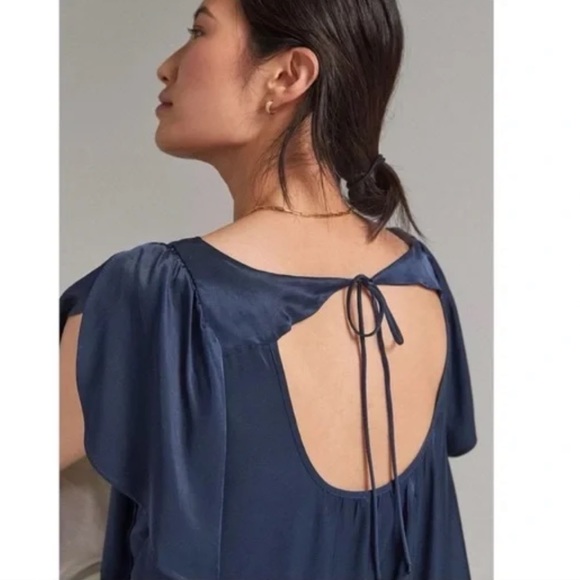 ANTHROPOLOGIE Navy Maeve Colorblock Tunic Blouse Size S NWT - Picture 3 of 6